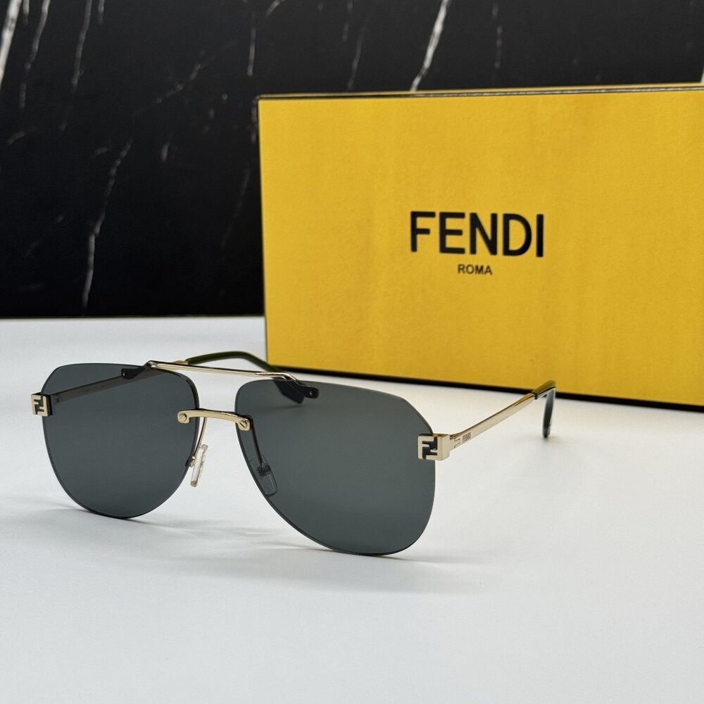 NEW FENDI GOLD GREEN UNISEX SUNGLASSES FENDI FE40115U 32N
